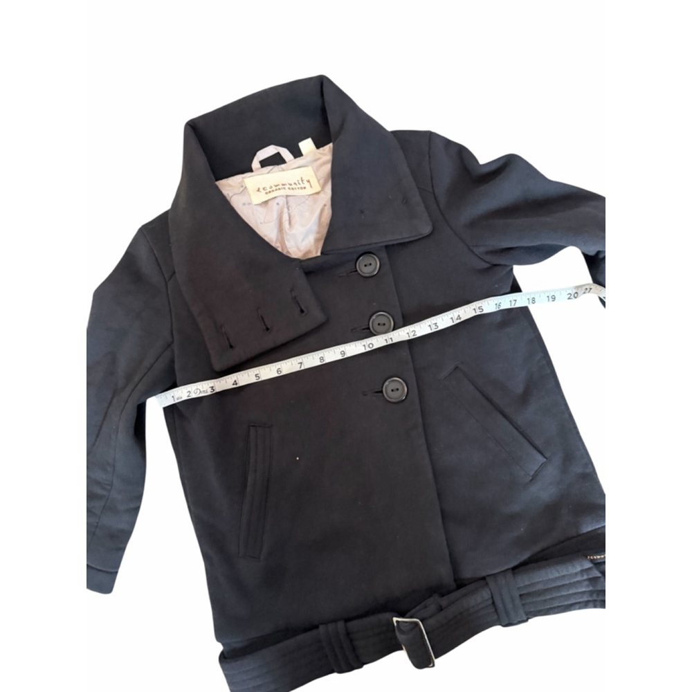 Aritzia Community Black Jacket Womens Small Belted Cropped Coat Organic Cotton S - Picture 8 of 11